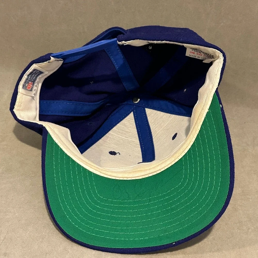 Vintage Los Angeles Rams Snapback Hat Blue Yellow NFL Script Embroidered Cap